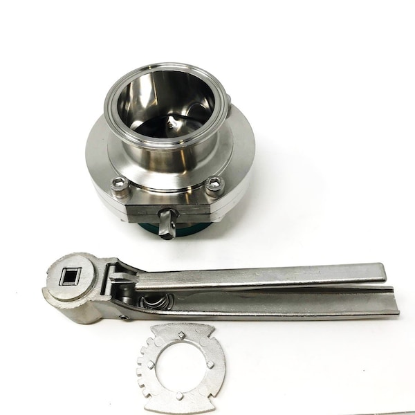Sanitary Butterfly Valve 2.5"Tri Clamp EPDM 316L SS Multi-Pos Handle